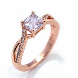 Women’s Ring Rose Gold Filled Princess Cut White